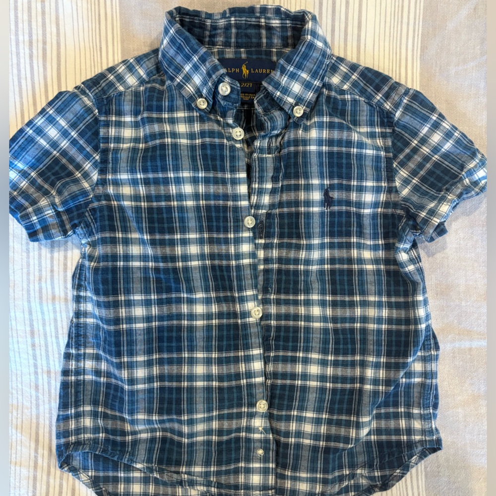 Ralph Lauren Navy and White Plaid Shirt